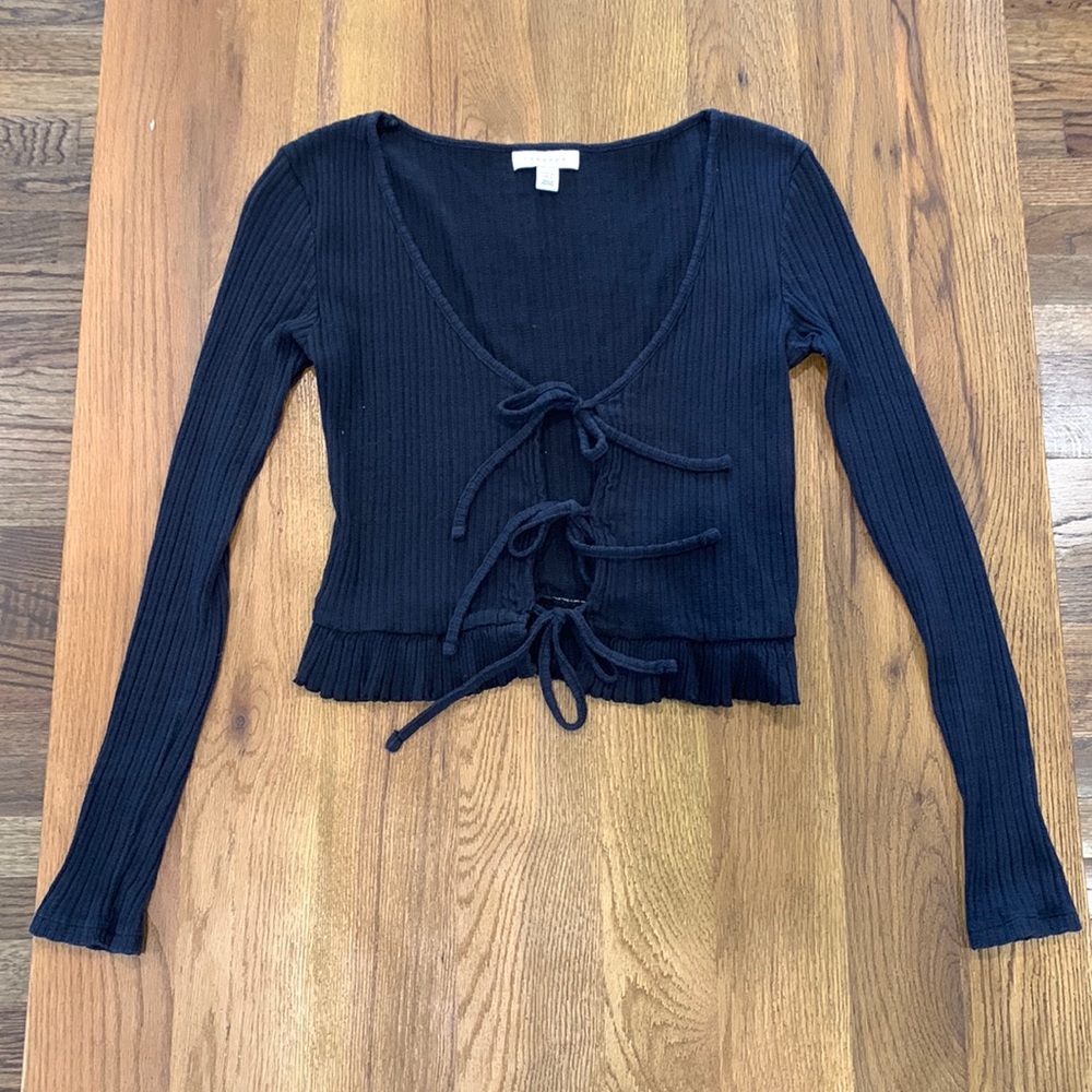 Blue Front Tie Top
